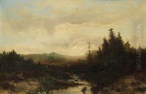 A Forested Landscape by Johannes Warnardus Bilders