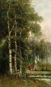 Figures In A Forest by Johannes Warnardus Bilders
