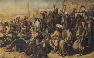 Der Markt In Cairo by Carl Leopold Mueller