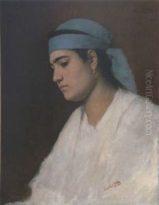 Portrat Einer Jungen Agypterin by Carl Leopold Mueller