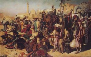 The Marketplace, Cairo by Carl Leopold Mueller