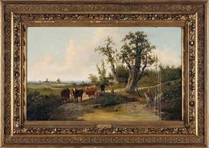 Kuhe An Der Tranke by Carl Wilhelm Mueller
