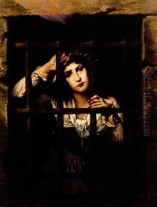 Portrait Of Jeanne-marie Roland, De La Platiere, In A Jail Cell (collab. W/alfred De Richemont) by Charles Louis Lucien Mueller