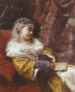 A Woman Reading by Charles Louis Lucien Mueller