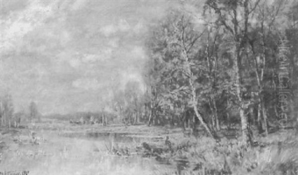 Moorlandschaft Mit Aus Dem Herbstwald Heraustretenden Rehen - view 1
