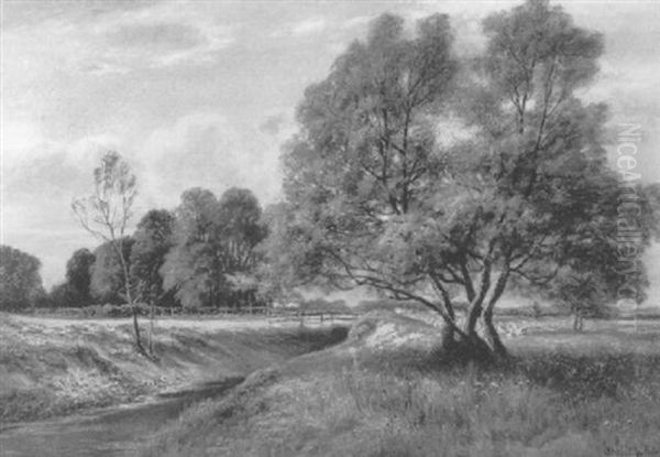 Sommerlandschaft Mit Bachlauf Und Gehoft - view 1