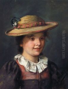 Junges Dirndl Mit Strohhut