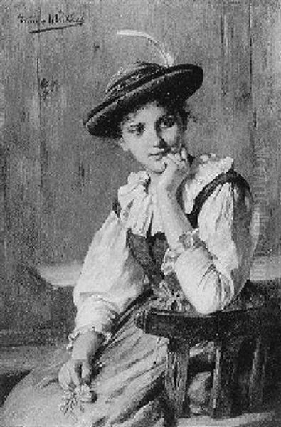 Sitzendes Madchen In Gasteiner Tracht - view 1