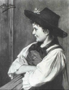 Lachendes Dirndl In Tiroler Tracht Und Mit Hut by Emma (Edle von Seehof) Mueller
