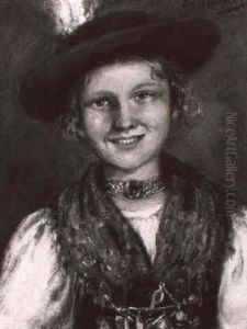 Tiroler Dirndl In Tracht Und Mit Hut by Emma (Edle von Seehof) Mueller