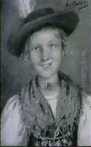 Tiroler Dirndl In Tracht Und Mit Hut by Emma (Edle von Seehof) Mueller