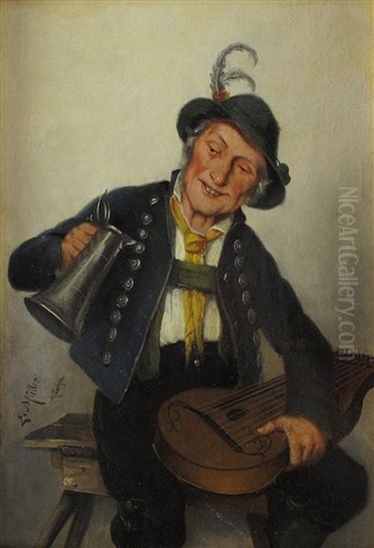 Zitherspieler Schaut In Den Krug - view 1