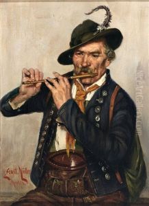 Piccolofloten-spieler In Tracht by Ernst Immanuel Mueller