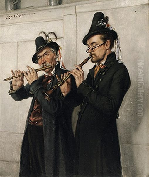 Zwei Musikanten Mit Querflote Und Oboe - view 1