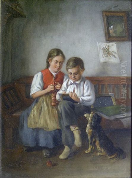 Girl And Boy With Dog - view 1