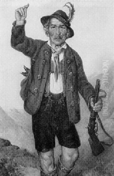 Bayrischer Jager Mit Flinte In Den Bergen - view 1