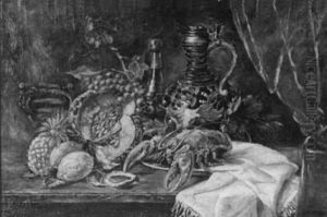 Stilleben Mit Hummer, Fruchten Und Kannen by Franz Mueller