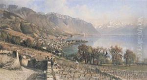 Genferseeufer Mit Blick Auf Montreux