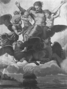 Gottvater Mit 2 Geflugelten Putten Uber Allegorischen Aposteldarstellungen by Franz Mueller