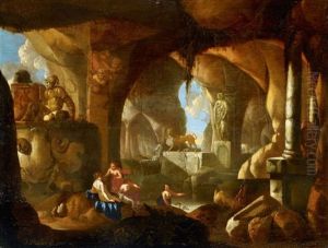 Nymphs Bathing In A Grotto by Franz Mueller
