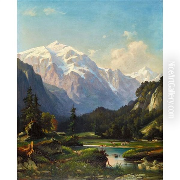 Idyllische Alpenlandschaft Mit Staffage - view 1