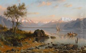 Abendlicher Genfersee Mit Dent Blanche