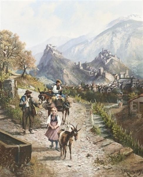 Walliser Familie Auf Dem Weg Nach Sion - view 1