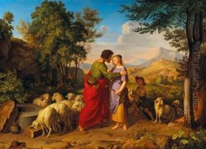 Jacob And Rachel At The Well by Friedrich Wilhelm Mueller