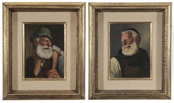 Two Genre Portraits Of Older German Men: Friar Smoking; Man With Axe (2 Works) - view 1