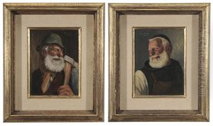 Two Genre Portraits Of Older German Men: Friar Smoking; Man With Axe (2 Works)