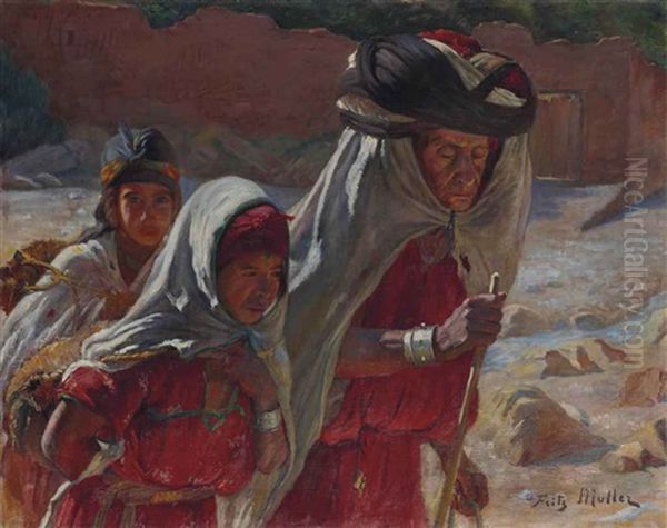 Trois Femmes Dans L'oued De Bou Saada - view 1
