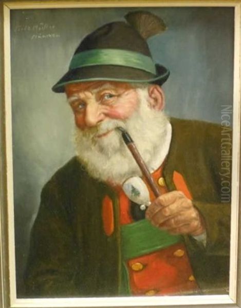 Bust-length Portrait Of Bearded Man With Pipe - view 1