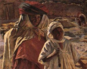 Vieille Femme Et Garcon De Bou-saada by Fritz Muller