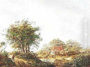 Hollandische Landschaft Mit Bauernkaten Am Wasser by Gerrit Muller