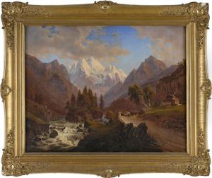 Alpine Landschaft Mit Passtrasse Und Wildbach