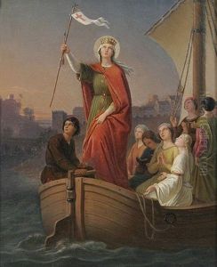 Die Heilige Ursula Mit Ihren Gefahrtinnen Bei Der Ankunft In Rom