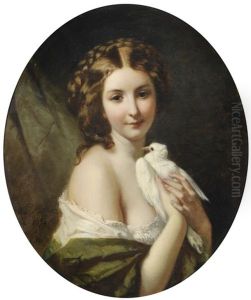 Young Lady With A Dove by Karl Friedrich Johann von Mueller
