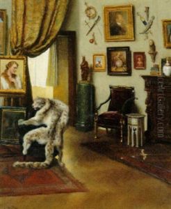 An Interior With A Snow-leopard Rug On A Chair by Marie Mueller