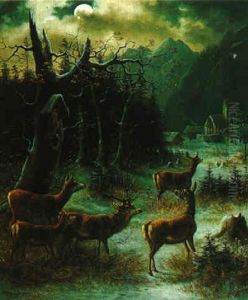Deer By Moonlight