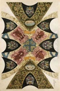 An Original Design For A Ceiling Mural For The State Bank Innizhny-novgorod by Ivan Iakovlevich Bilibine