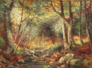 A Forest Scenery With A Stream by Morten Mueller