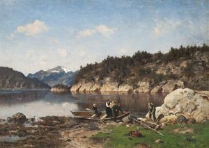 Fiskerfamilie I Fjordlandskap by Morten Mueller