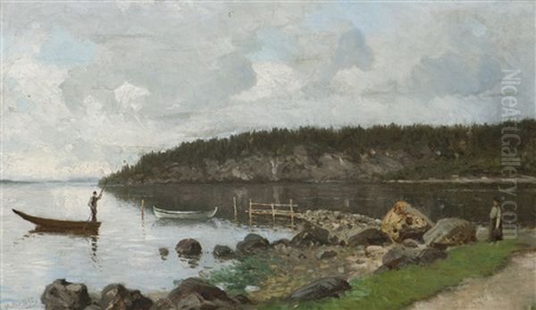 Fjordlandskap Med Folkeliv - view 1
