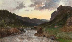 Landskap Med Foss by Morten Mueller
