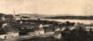 Kirchdorf In Sudschweden Mit Blick In Weite Seenlandschaft by Morten Mueller