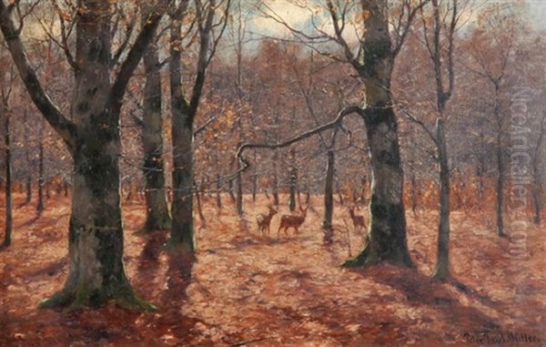 Der Herbstliche Wald Mit Rehen - view 1
