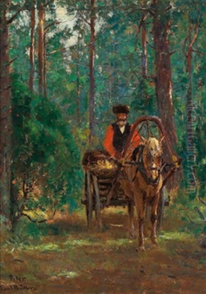 Ein Fuhrwerk Im Wald - view 1
