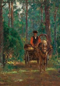 Ein Fuhrwerk Im Wald