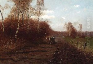 Bauer Mit Ochsengespann Auf Dem Feld