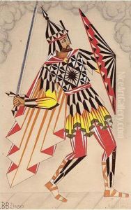 A Group Of Three Costume Designs, Comprising The Tsarevich From 'zhizn' Za Tsarya'; Design For Natalie Lissenko In 'sheherezade' And Ruslan From 'ruslan And Liudmila' (1930) by Boris Bilinsky